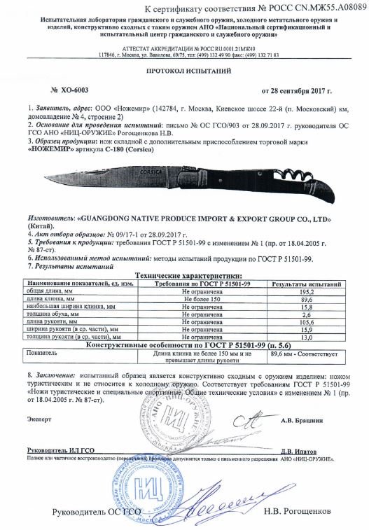 Нож складной с дополнительными предметами Ножемир C-180 (Corsica)