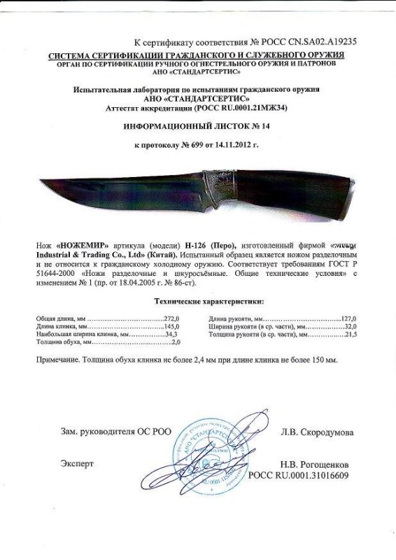 Нож нескладной Ножемир H-126 (Перо)