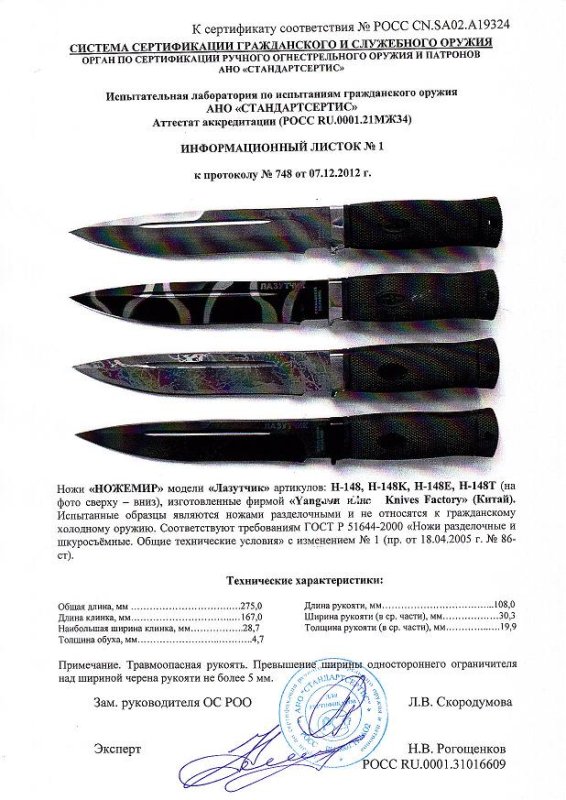 Ножи нескладные Ножемир H-148 (Лазутчик), H-148K, H-148E, H-148T