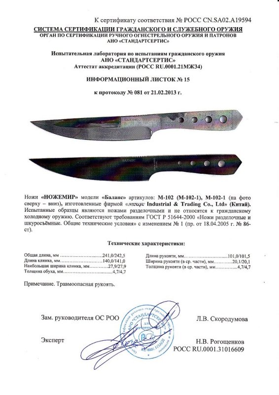Ножи нескладные Ножемир М-102 (Баланс), М-102-1