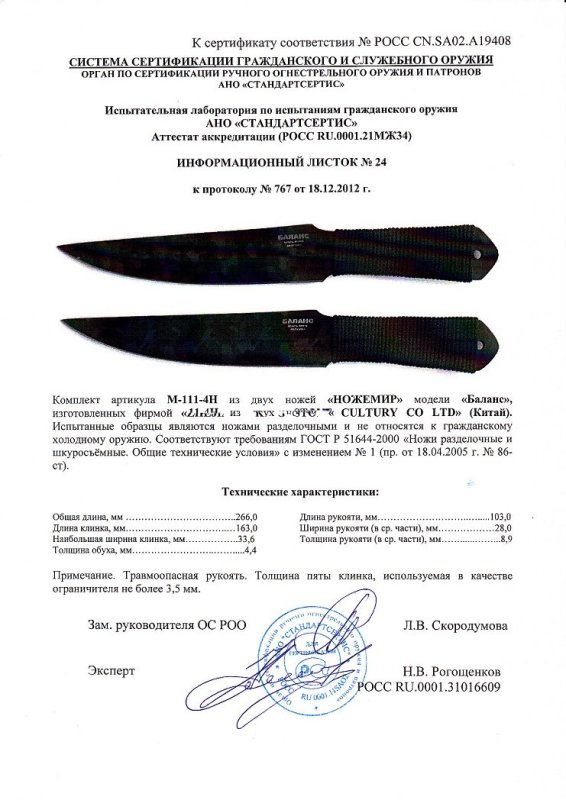 Набор нескладных ножей Ножемир M-111-4H