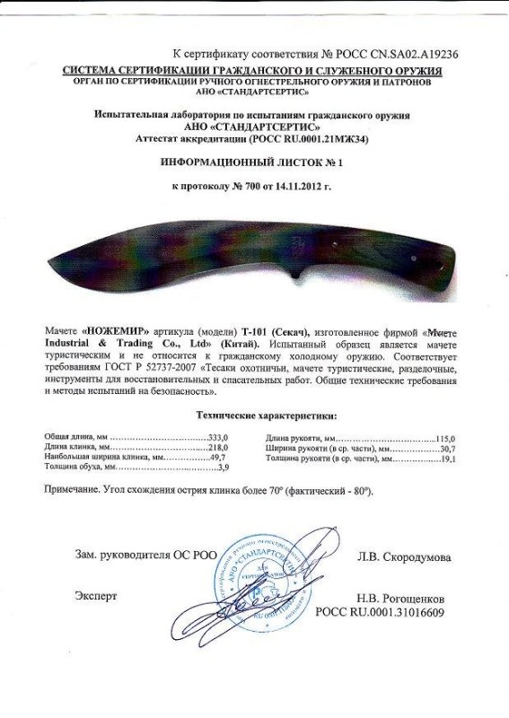 Мачете Ножемир Т-101 (Секач)
