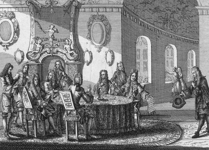 Подписание Ништадского мира. Гравюра 1721 г.