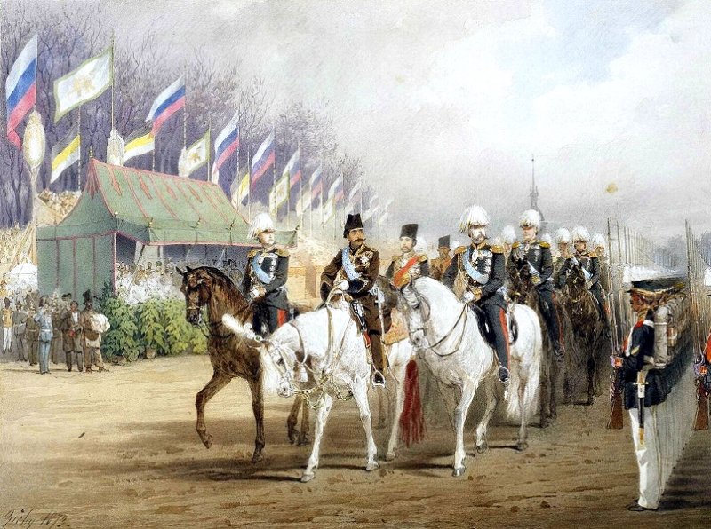 Имперские и национальные флаги России на картине 1874 г.