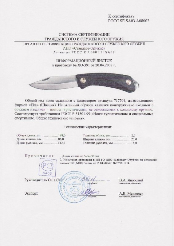 Нож складной с фиксатором EKA «717704»