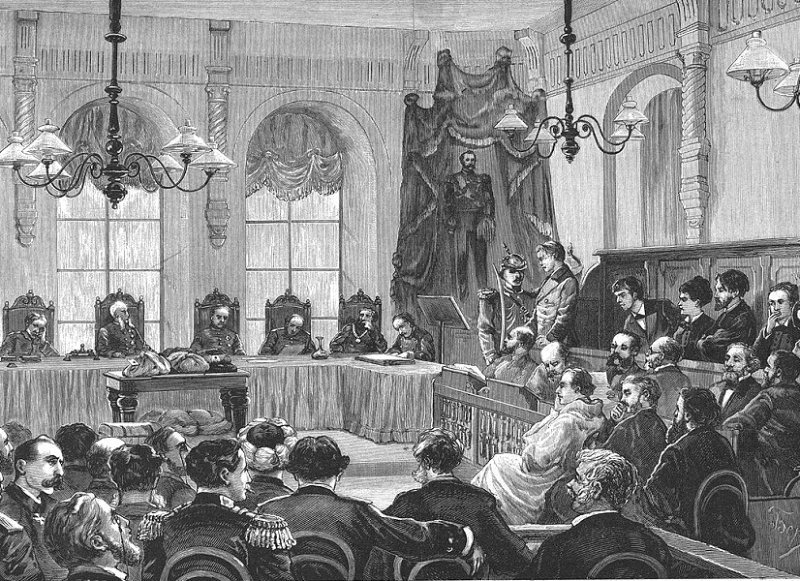 Суд над убийцами императора. Рисунок 1881 г.