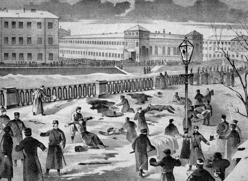Жертвы взрывов на набережной. Рисунок 1881 г.