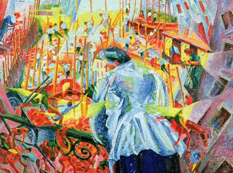 Улица входит в дом. Картина футуриста Умберто Боччони 1911 г.