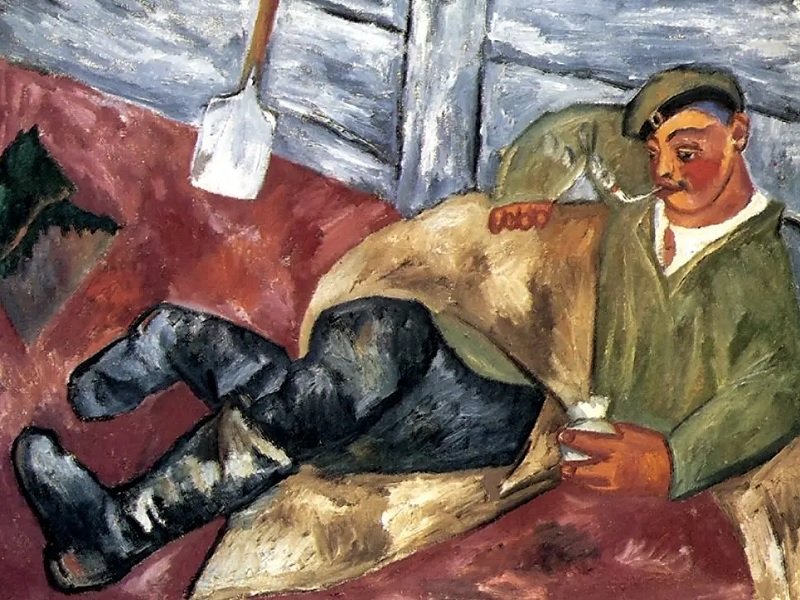 Отдыхающий солдат. Михаил Ларионов, 1911 г.