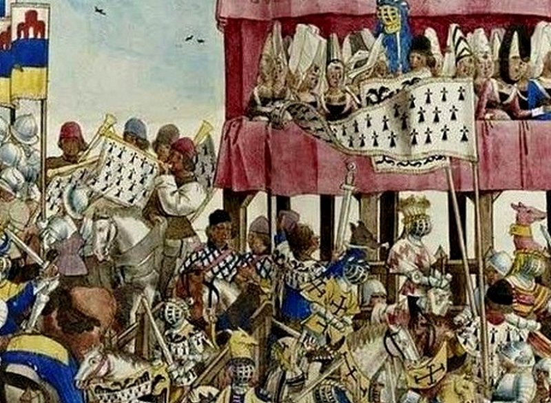Герольды на рыцарском турнире. Средневековый рисунок
