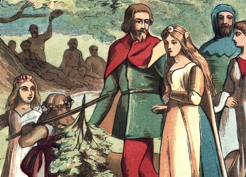 Свадьба Робин Гуда и Мэрион в Шервудском лесу. Современный рисунок