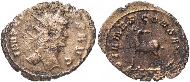Монета с изображением оленя, отчеканенная при императоре Галлиене