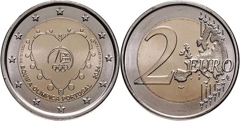 2 евро Португалии 2024 года «Олимпийская команда Португалии на Олимпиаде во Франции»