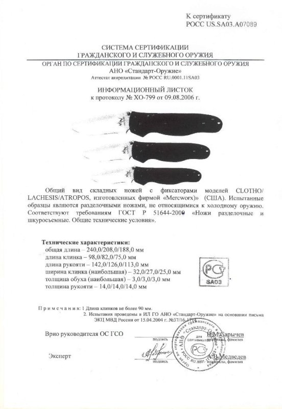 Ножи складные с фиксатором Mercworx «Clotho», «Lachesis» и «Atropos»