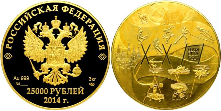 25000 рублей 2014 года «Олимпийское движение»