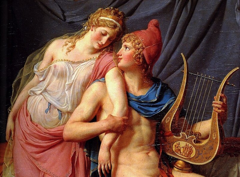 Елена Прекрасная и Парис. Фрагмент картины 1788 г.