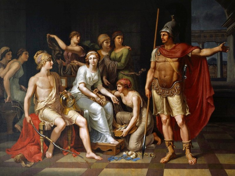 Гектор призывает Париса идти на войну. Картина 1786 г.