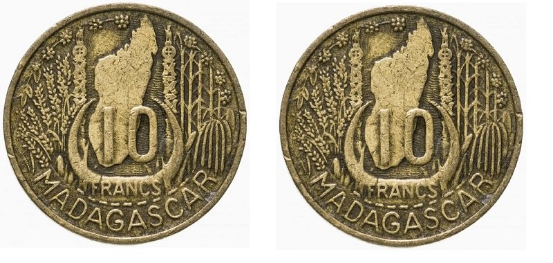 10 франков 1953 года, французский Мадагаскар