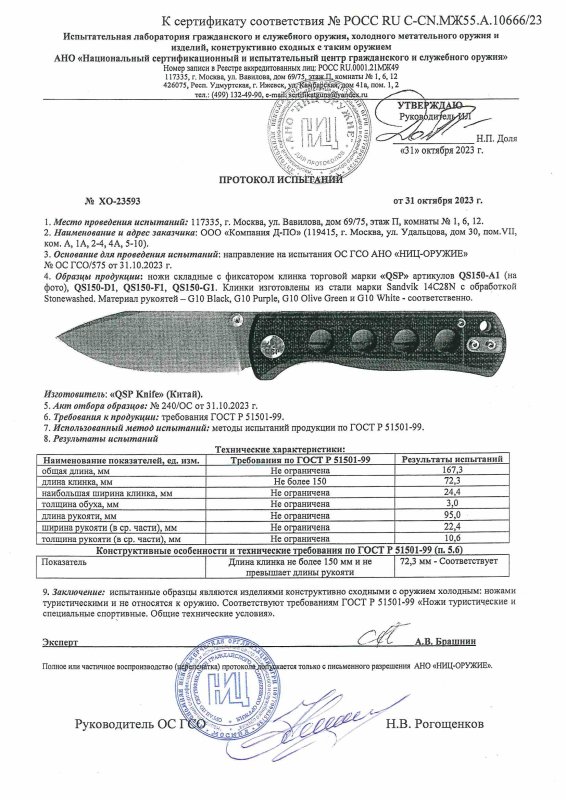 Ножи складные с фиксатором QSP QS150-A1, QS150-D1, QS150-F1, QS150-G1