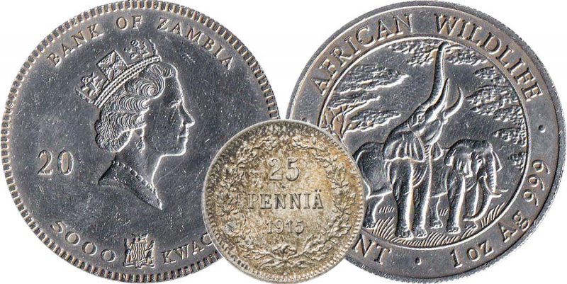 Серебряные монеты обычного качества чеканки
