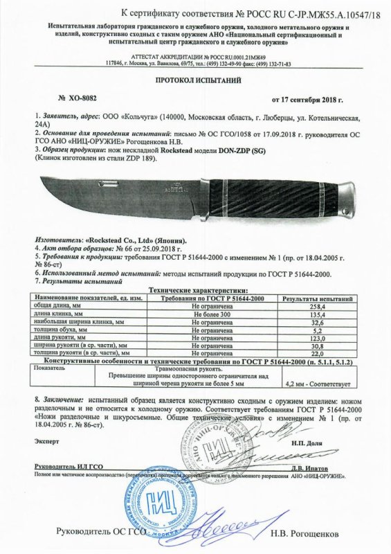 Нож нескладной Rockstead DON-ZDP (SG)