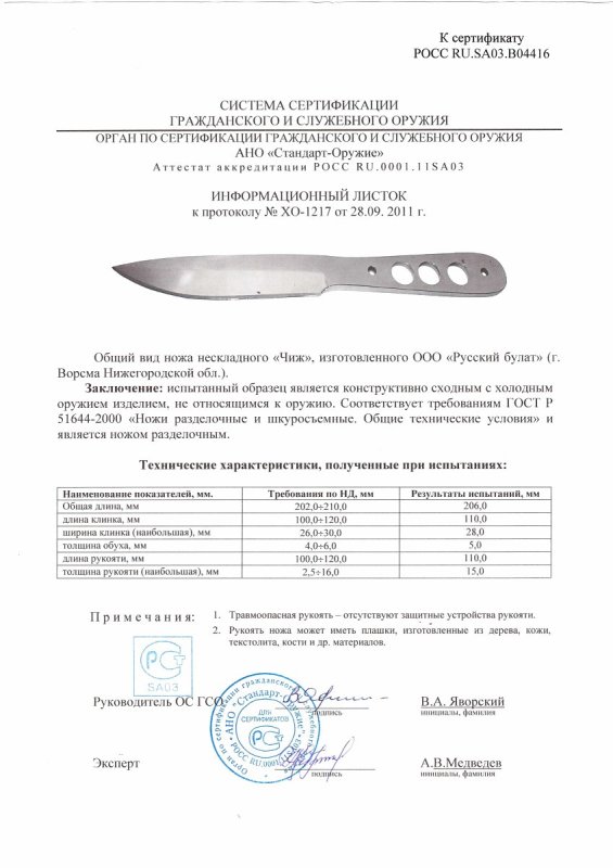 Нож нескладной Русский булат «Чиж»