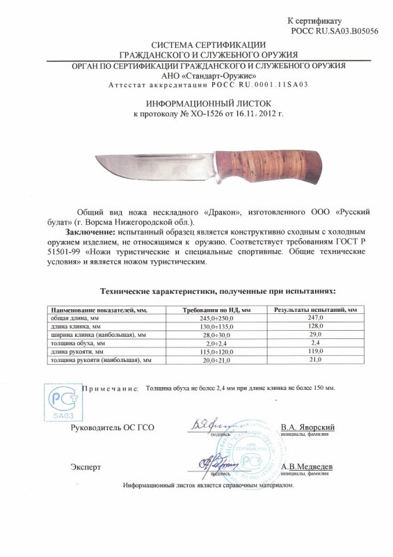 Нож нескладной Русский булат «Дракон»