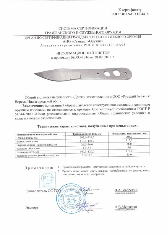 Нож нескладной Русский булат «Дрозд»