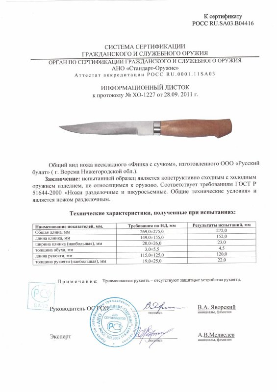 Нож нескладной Русский булат «Финка с сучком»