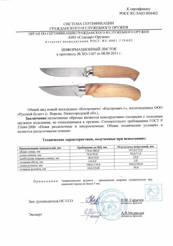 Ножи нескладные Русский булат «Костромич», «Костромич-1»