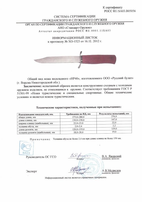 Нож нескладной Русский булат «HP40»