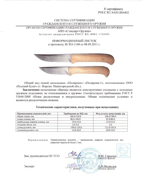 Ножи нескладные Русский булат «Полярник», «Полярник-1»