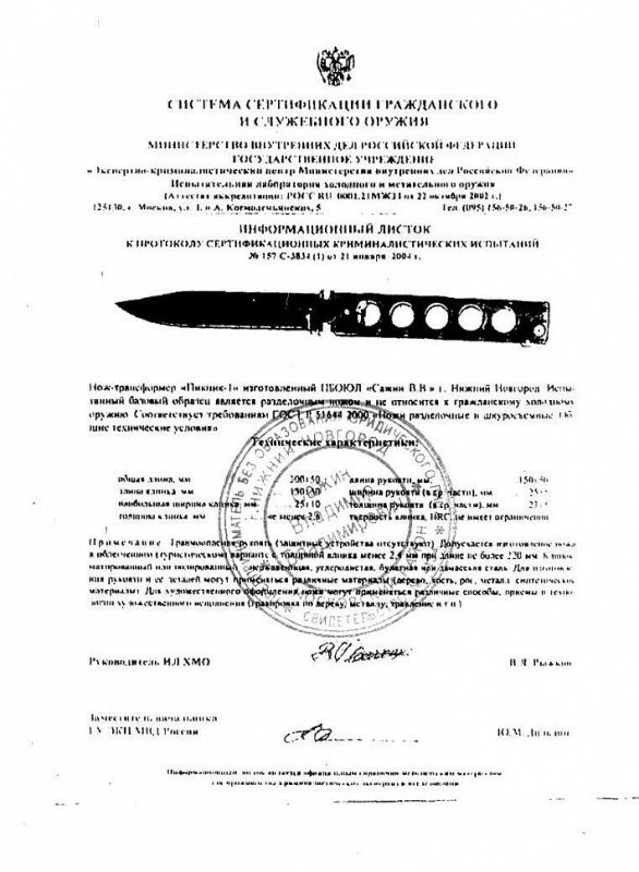 Нож-трансформер «Пикник-1» (ПБОЮЛ «Сажин В.В.»)