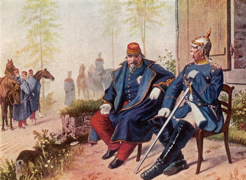 Наполеон III в плену у Бисмарка в 1870 г. Картина 1878 г.