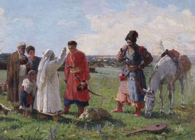 Проводы казака на Сечь. Картина начала 1900-х гг.