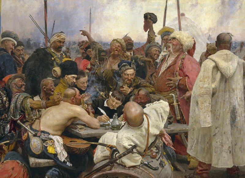 Запорожцы пишут письмо турецкому султану. Картина И. Репина 1891 г.