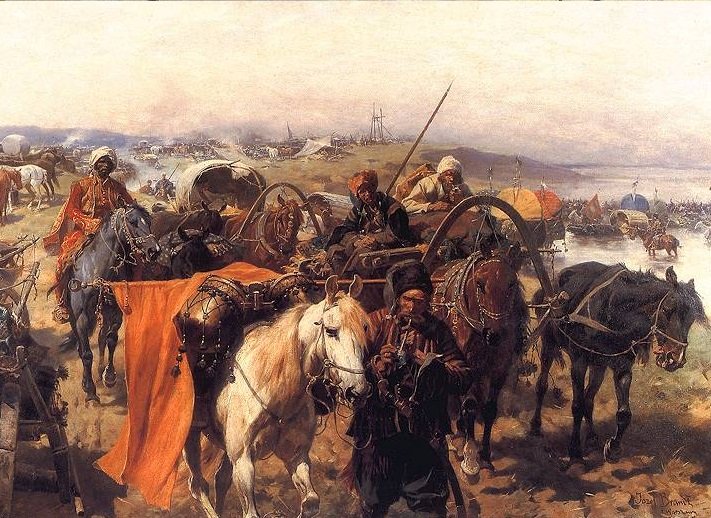 Обоз запорожцев. Картина XVIII в.