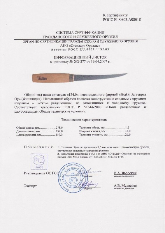 Нож нескладной Iisakki «124.0»