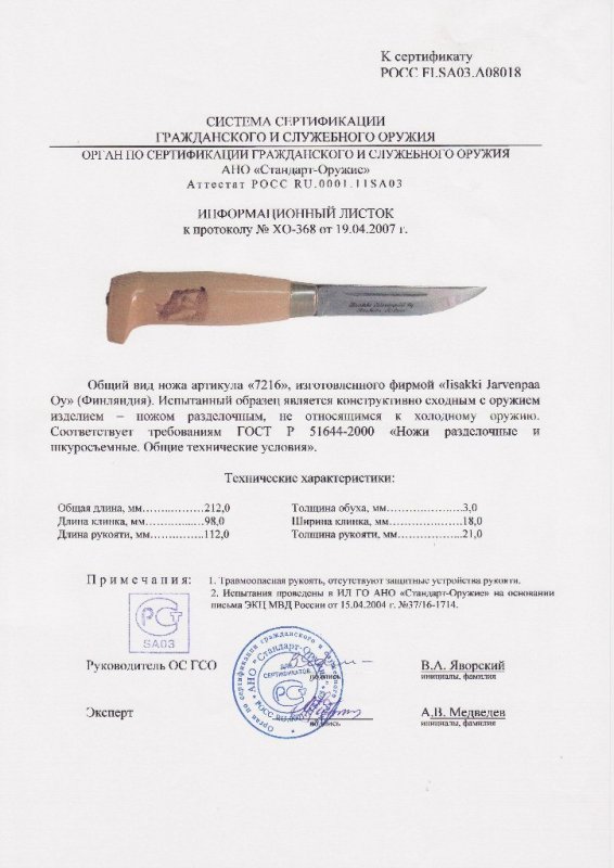 Нож нескладной Iisakki «7216»