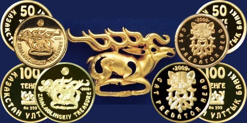 Золотые монеты с оленем и само оригинальное украшение