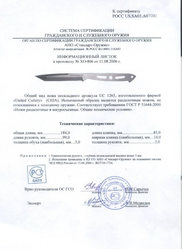 Нож нескладной United Cutlery UC 1263