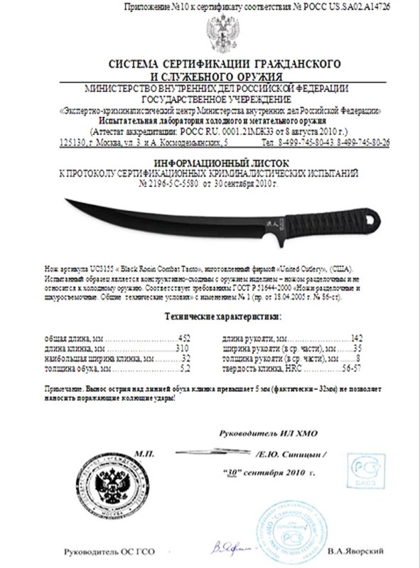 Нож нескладной United Cutlery UC 3155 (Black Ronin Combat Tanto)