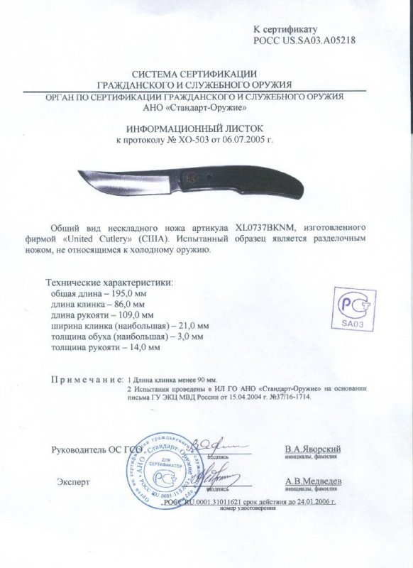 Нож нескладной United Cutlery XL0737BKNM