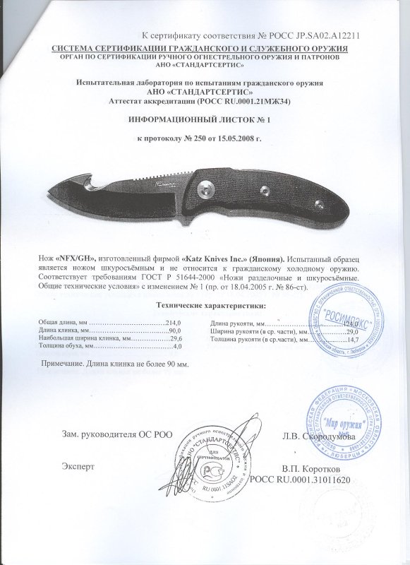 Нож нескладной Katz «NFX/GH»