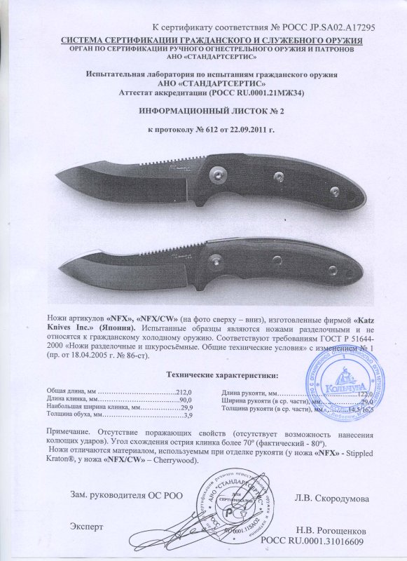 Ножи нескладные Katz «NFX» и «NFX/CW»