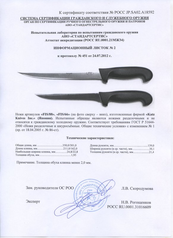 Ножи нескладные Katz «FIS/88» и «FIS/66»