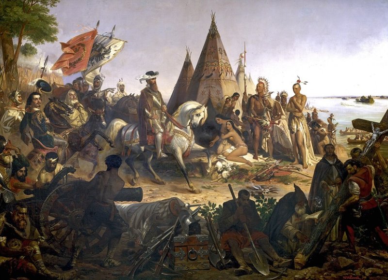 Идальго-конкистадоры на реке Миссисипи. Картина 1853 г.