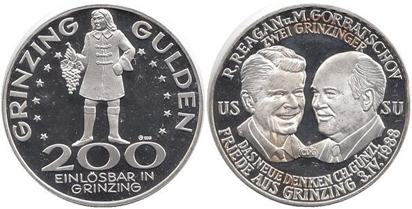 Сувенирный жетон в честь встречи Горбачёва и Рейгана