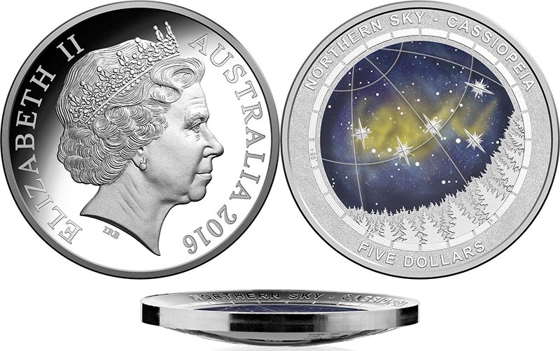 Созвездие Кассиопеи на необычной монете Австралии