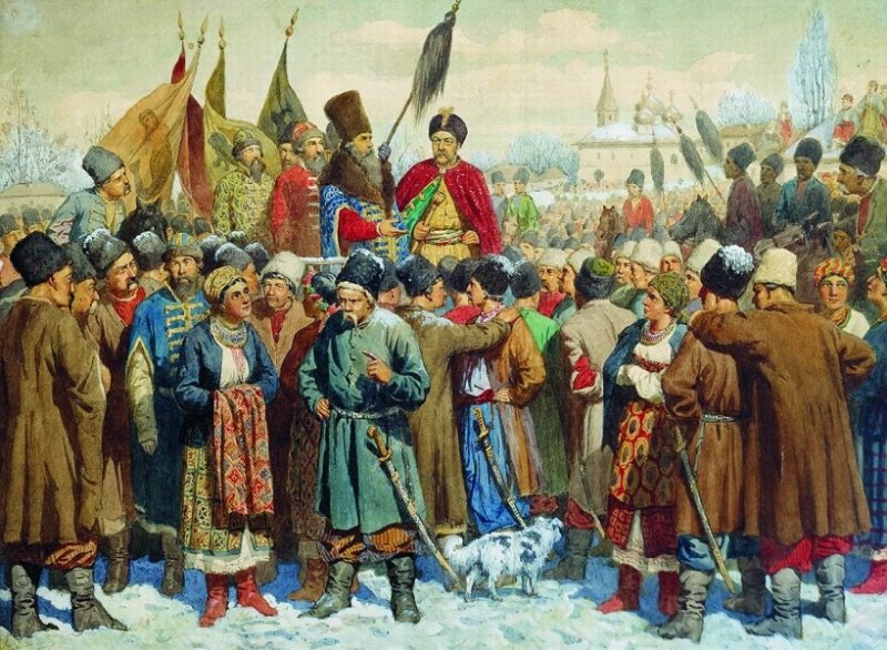 Переяславская рада. Воссоединение Украины. Картина 1880 г.